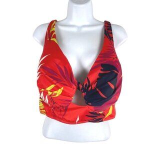 Swim By‎ Cacique Bikini Top Size 46DD Tropical Leaves Keyhole NWT Flawed SW-1688